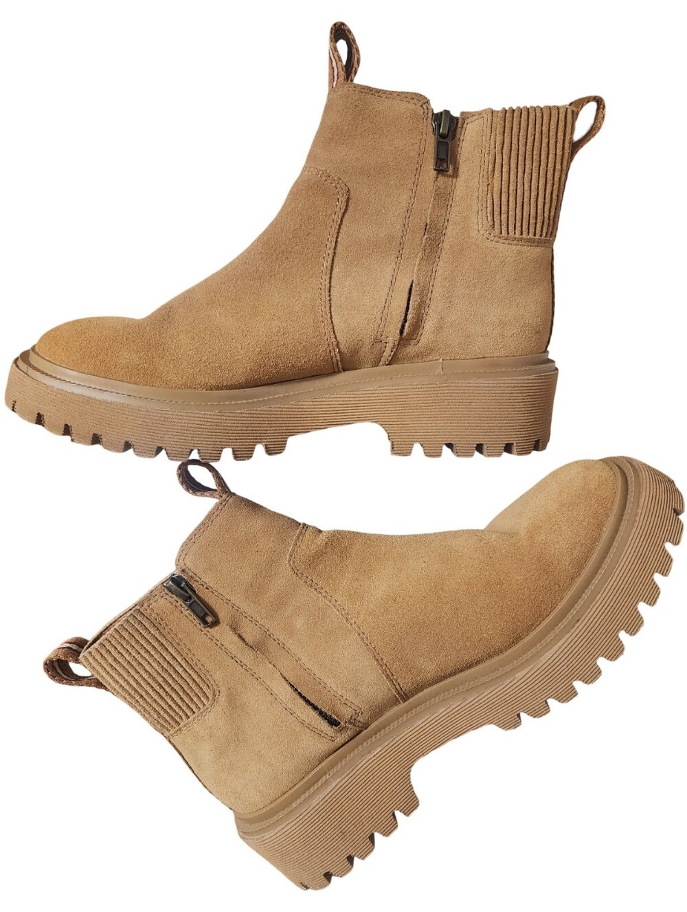 MADEWELL The Henry Lugsole Boot Suede Chelsea Boots Tan 7.5 NWOB